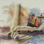Sitting Cart man by Sean Henry